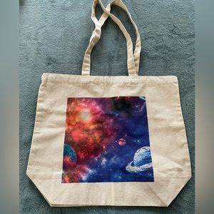 Outer Space planet canvas tote bag NEW